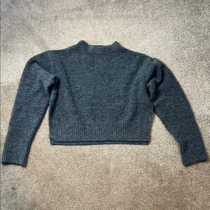 Zara Medium Charcoal Turtleneck Cropped Sweater